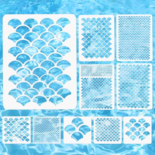 10 Stück Meerjungfrau Gesicht Make-up Schablonen Set, Fischschuppen Malerei Schablone Wiederverwendbare Vorlagen für Make-up Schablonen Malerei Basteln Wand Möbel DIY Handwerk Dekoration 10 Stück Meerjungfrau Gesicht Make-up Schablonen Set, Fischschuppen Malerei Schablone Wiederverwendbare Vorlagen für Make-up Schablonen Malerei Basteln Wand Möbel DIY Handwerk Dekoration von Gabrella
