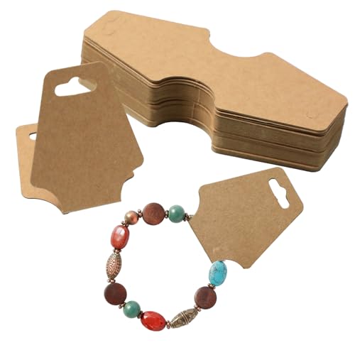 100 Stück Armband-Display-Karten, Schlüsselanhängerständer, Halsketten-Schmuck, zum Aufhängen, blanko, Kraftpapier, Verpackungsanhänger für Halsketten, Armbänder, Schmuck 100 Stück Armband-Display-Karten, Schlüsselanhängerständer, Halsketten-Schmuck, zum Aufhängen, blanko, Kraftpapier, Verpackungsanhänger für Halsketten, Armbänder, Schmuck von Gabrella