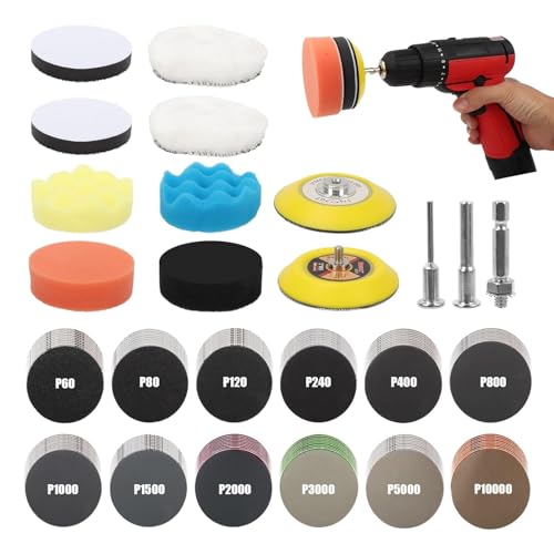 133 Stück Schleifscheiben, 75 mm Pad mit Schleifpapier zur Befestigung, Schleifscheiben, 60 80 120 240 400 800 1000 1500 2000 3000 5000 10000 für Auto, Metall und Holz 133 Stück Schleifscheiben, 75 mm Pad mit Schleifpapier zur Befestigung, Schleifscheiben, 60 80 120 240 400 800 1000 1500 2000 3000 5000 10000 für Auto, Metall und Holz von Gachiwar