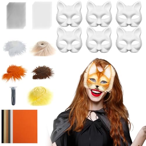 Gacqpli Katzenmasken Für Bastelarbeiten | Set Mit Leerem Katzengesicht | Bastelset Mit Netzstoff Und Samtstoff-Zubehör Für Karneval Cosplay Party Maskerade Gacqpli Katzenmasken Für Bastelarbeiten | Set Mit Leerem Katzengesicht | Bastelset Mit Netzstoff Und Samtstoff-Zubehör Für Karneval Cosplay Party Maskerade von Gacqpli