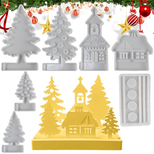 Gacqpli Weihnachtskerzen Formen,Tannenbaum Haus Gips Form - Silikon Gießform Für Harzgießen Dekoration Duftaromen Basteln Gacqpli Weihnachtskerzen Formen,Tannenbaum Haus Gips Form - Silikon Gießform Für Harzgießen Dekoration Duftaromen Basteln von Gacqpli