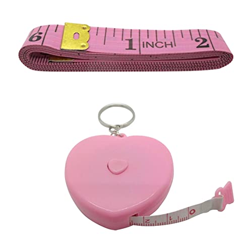 Gadgetime USA Rosa Maßband (2er-Set) – zum Nähen, Schneidern, Tuch, Taille, Basteln, Fitness – einziehbar, doppelseitig, Mehrzweck, präzise und präzise von Gadgetime USA