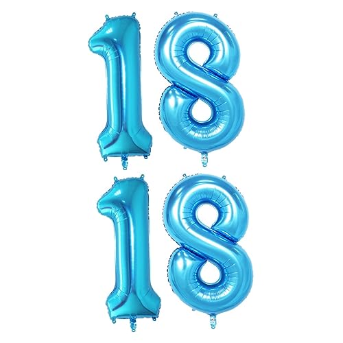 Gadpiparty 2 Stück 40 Dekorative Luftballons Zum Geburtstag 18 Zahlenballons Digitale Zahlenblase Luftballons Aus Aluminiumfolie Jumbo-nummernballon Jubiläums-nummernballon Film Riese Mädchen von Gadpiparty