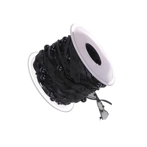 Gadpiparty 1 Rolle Abschlussband Chiffon Braut- Zierbänder Für Bastelarbeiten Stoffband Seide Perlen Dekorative Bänder Strauß Hochzeit Dusche Valentinstag Bänder Zum Basteln Brautband Schwarz von Gadpiparty