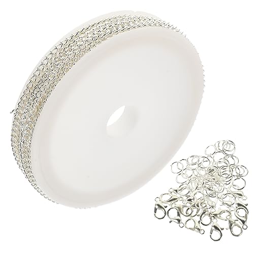 Gadpiparty 1 Rolle DIY Eisenkette Armband mit Lobster Verschluss und Sprengringen Schmuckherstellung Zubehör für Kreative Bastelprojekte Silberne Kette für Armbänder und von Gadpiparty