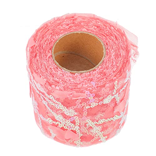 Gadpiparty 1 Rolle Diy Nähband mit Pailletten und Dünnem Spitzenband für Kleidung Dekoration Geschenkverpackungen und Haarschmuck Yards Wassermelonenrot Einfach Zuzuschneiden und Vielseitig von Gadpiparty