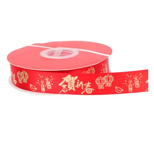 Gadpiparty 1 Rolle Frühlingsfest Geschenkverpackungsband Seide Jahresdekorationen Neues Rosa Band Satinband Weißes Band Wickelband Geschenkpaketband Bänder Chiffonband Polyester Rot von Gadpiparty