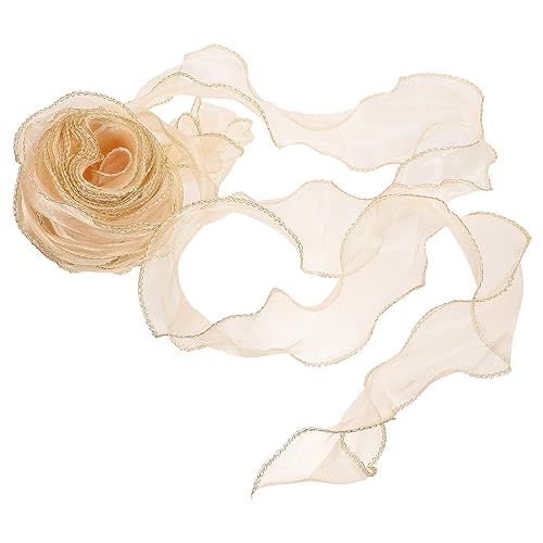 Gadpiparty 1 Rolle Goldrand Chiffonband Dekoratives Verpackungsband für Hochzeitsblumensträuße Diy Projekte und Mehr Yards Hochwertige Langlebige von Gadpiparty
