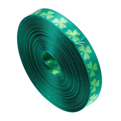 Gadpiparty 1 Rolle Patrick's Day Geschenkband Grün Breit Yards Bastelband für Dekoration Verpackung und Feiern mit Kleeblatt Muster von Gadpiparty