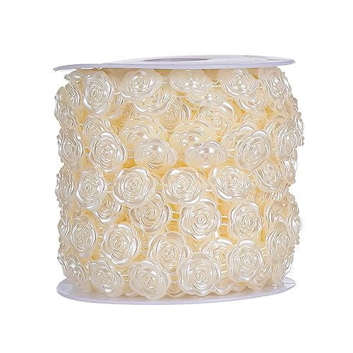 Gadpiparty 1 Rolle Rosenrolle ritual ritals haar pin craft haarsschmuck Dekoration Blumen Nähen trimmen für perlen applizierte Verzierung Kettenapplikation Rosenverzierungen Plastik Beige von Gadpiparty