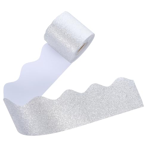 Gadpiparty 1 Rolle Tafel-rand-aufkleber Deko Klassenzimmer-tafelrand Grenzabziehbild Auswechselbare Randleiste Festival-bordüre Schultafelgrenzen Im Klassenzimmer Festivalbedarf Silver Papier von Gadpiparty