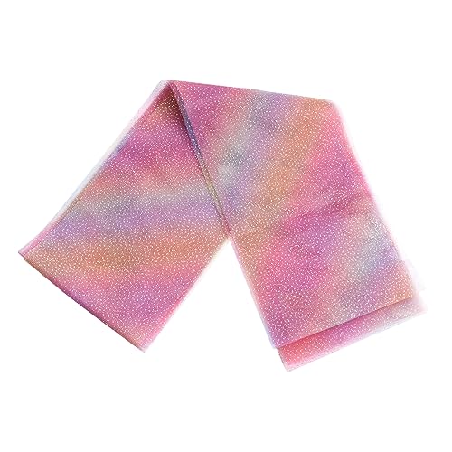 Gadpiparty 1 Rolle Verlaufsgitter Stoff Organza seidenband bändchen haar hochzeitsdirndl ziernieten geschenkband Schleifenband Gazeband Verlaufsband DIY Bastelband Gittergewebe Rosa von Gadpiparty