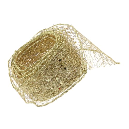Gadpiparty 1 Rolle Weihnachtsband bastelideen bastelmaterial Kranzband Festliches Band Glitter Geschenkband Urlaub verdrahtetes Band goldenes Netzband Baumbänder breites Goldband Schnur von Gadpiparty