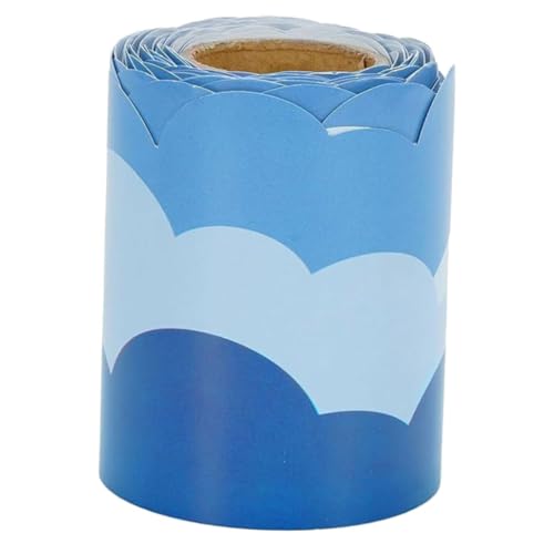Gadpiparty 1 Rolle Wolkenrandaufkleber Cloud-Pinnwand-Grenze Gerollter Wolken-Randaufkleber Wandtattoos party zubehör Randdekor Bulletin Board Grenze Aufkleber aus beschichtetem Papier Blue von Gadpiparty