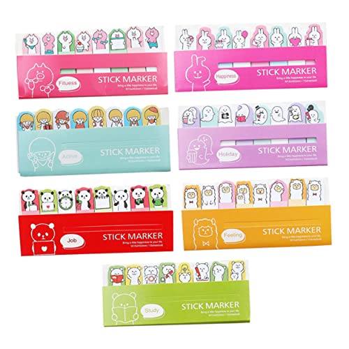 Gadpiparty 1 Satz Cartoon-haftnotiz Flaggen Klebernotierpads Niedliche Tiere Tabs Klebrige Seitenflags Registerkarten Bunt Schüler-klebestreifen Selbstklebende Notiz Aufkleber Papier 7 Stück von Gadpiparty