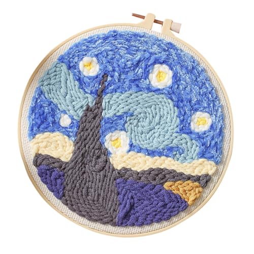 Gadpiparty 1 Satz DIY Punch Needle für Anfänger Stickerei Kit mit Muster Ergonomischem Stanznadel Faden für für Gemeinsames Basteln von Gadpiparty
