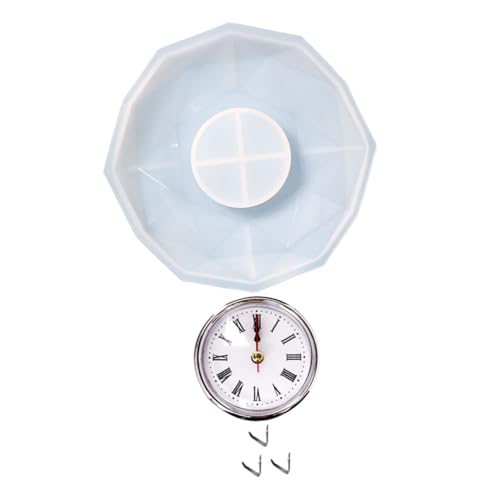 Gadpiparty 1 Satz DIY Silikonform für Polygonale Wanduhr Wiederverwendbare Epoxidharz Gießform mit Silbernem Uhrwerk und Clips Bastelprojekte und Gadpiparty 1 Satz DIY Silikonform für Polygonale Wanduhr Wiederverwendbare Epoxidharz Gießform mit Silbernem Uhrwerk und Clips Bastelprojekte und von Gadpiparty