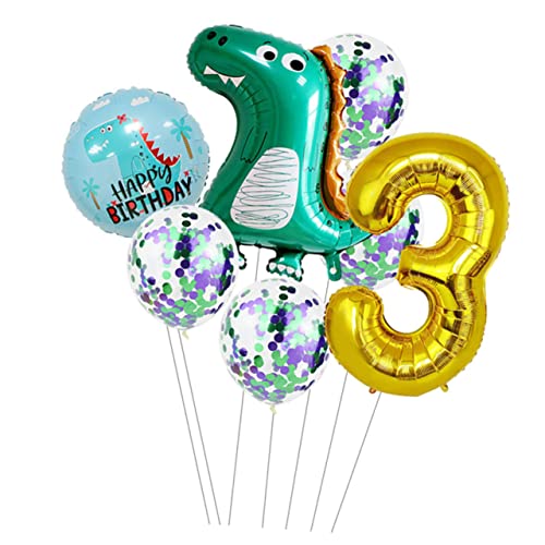 Gadpiparty 1 Satz Dinosaurier-ballon-set Luftballons Für Die Babyparty Kindergeburtstag Geburtstagsparty Liefert Babyanzug Säuglingsanzug Zahlenballons Konfetti Pailletten Aluminiumfolie von Gadpiparty