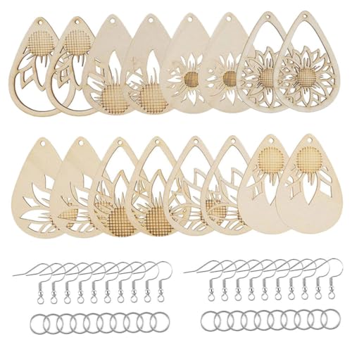 Gadpiparty 1 Satz Diy Holz Ohrringe Bastelset Teile Unbeschichtete Holzrohlinge mit Sprungringen und Ohrringhaken für Schmuckherstellung und Basteln Gadpiparty 1 Satz Diy Holz Ohrringe Bastelset Teile Unbeschichtete Holzrohlinge mit Sprungringen und Ohrringhaken für Schmuckherstellung und Basteln von Gadpiparty