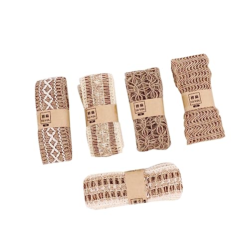 Gadpiparty 1 Satz Diy Jute Spitzenbänder Natürliche Dekorationsrollen Für Bastelprojekte Hochzeiten Und Kreative Ideen 5 Stück von Gadpiparty