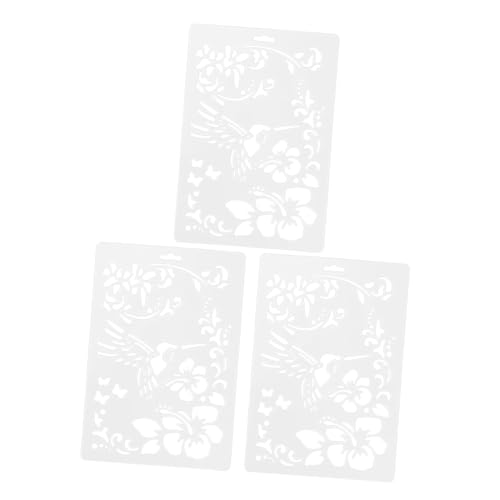 Gadpiparty 1 Satz Diy Schablonen Für Hummingbird Blumenmuster Wiederverwendbare Zeichenschablonen Kunststoff Für Malen Scrapbooking Und Kreative Projekte 3 Stück von Gadpiparty