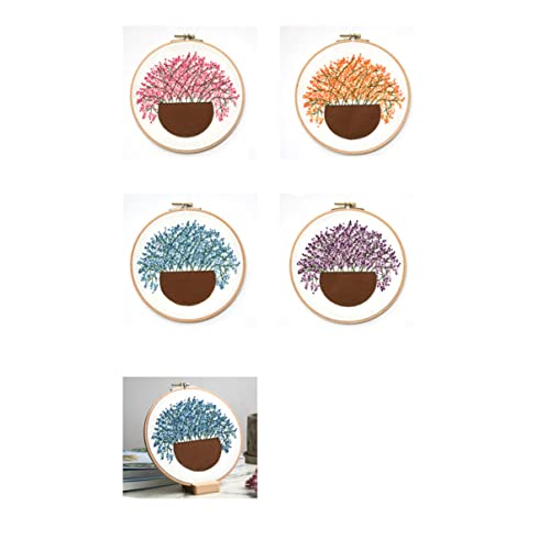 Gadpiparty 1 Satz Diy Stickmaterialien Set für Anfänger Europäisches Handwerk mit Rundrahmen Bunten Wollefäden und Zubehör für Kreative Projekte Gypsophila Lila von Gadpiparty