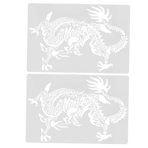 Gadpiparty 1 Satz Drachenform-malvorlage Drachen-schablone Malschablonen Drachenschablonen Bastelschablonen Wiederverwendbar Formschablonen Zum Zeichnen Dekorative Schablone Pvc Weiß 2 Stück von Gadpiparty