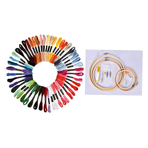 Gadpiparty 1 Satz Farbige Kreuzstich Stickerei Set für Anfänger Farbfäden Stickrahmen Diy Handarbeitsmaterialien für Kreative Projekte und Bastelarbeiten für Stickerei Quilten und Dekoration von Gadpiparty