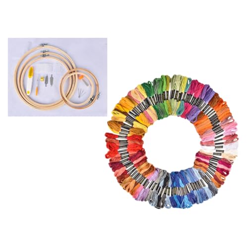 Gadpiparty 1 Satz Farbige Stickerei Kit für Anfänger Farben Stickgarn Stickrahmen Diy Handarbeit Nähwerkzeuge für Kreuzstich und Kreative Projekte von Gadpiparty