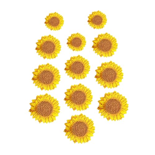 Gadpiparty 1 Satz Gestickter Sonnenfleck Aufnäher Nähen Sonnenblumenfeld Bestickt Abzeichen Annähen Kleidung Gestickter Aufnäher Sonnenblumenabziehbilder Zubehör Stickerei Stoff 12 Stück von Gadpiparty