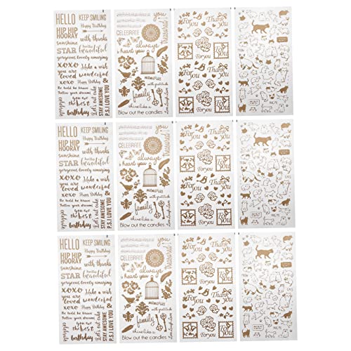 Gadpiparty 1 Satz Goldene Epoxidharz Aufkleber Selbstklebende Diy Sticker Für Dekorationen Zufällige Muster Für Scrapbooking Und Handwerksprojekte 12 Stück von Gadpiparty