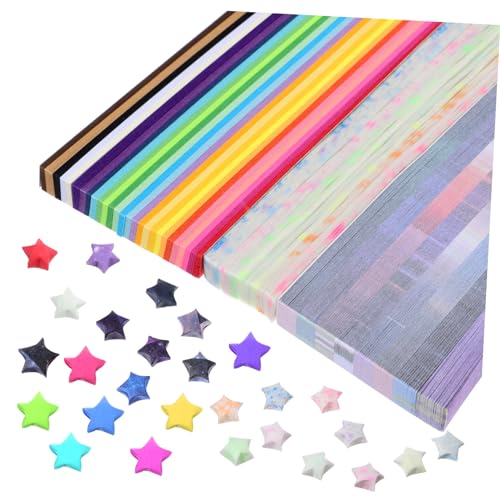 Gadpiparty 1 Satz Gradient Origami Machen Sterne Aus Papier Funkeln Falten Origami-sternpapierstreifen Origami-sternenpapier Papierstreifen Mit Origami-sternen 1290 Stück von Gadpiparty