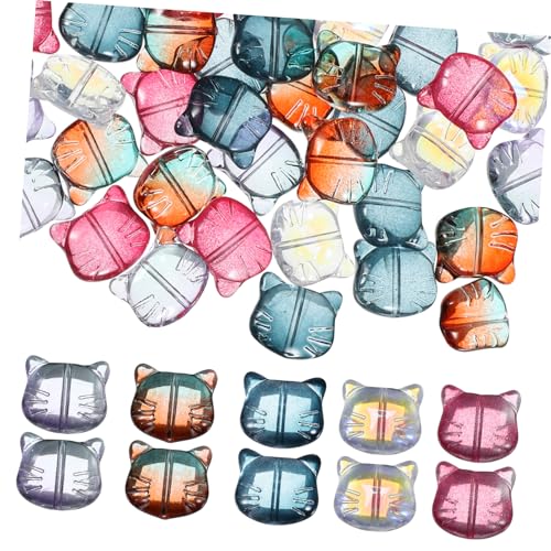 Gadpiparty 1 Satz Katzenkopf Perlen Für Armbänder Niedliche Glasperlen Verschiedenen Farben Für Diy Schmuckherstellung Und Bastelprojekte 50 Stück von Gadpiparty