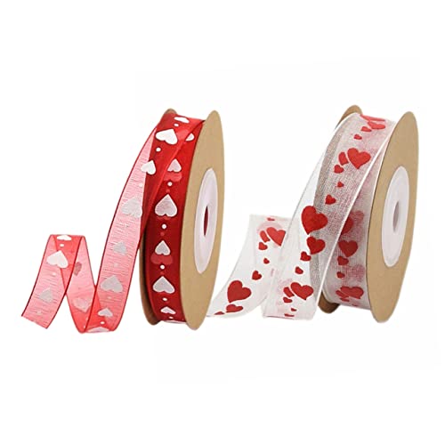 Gadpiparty 1 Satz Liebesdruckband Herz Ripsband Dekorativ Band Mit Draht Valentinstag Dekoration Valentinsdekoration Dekobänder Geschenkbänder Kreative Diy-bänder Polyester 2rollen von Gadpiparty