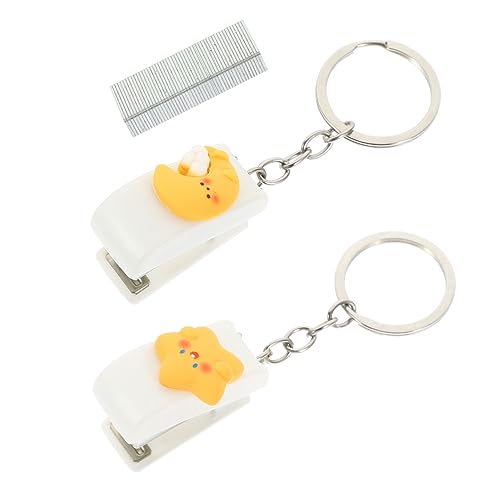 Gadpiparty 1 Satz Mini Heftgerät mit Schlüsselanhänger Praktischer Desktop Stapler für Büro Schule und Zuhause Teiliges Gelb mit Sternen und Mond Heftklammern Einfach zu Bedienen und von Gadpiparty
