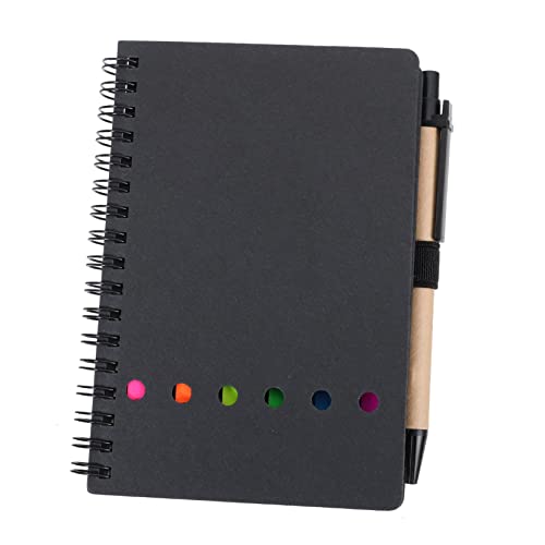 Gadpiparty 1 Satz Notizbuch Set mit Haftnotizen und Stift Spiralbindung Schwarzes PU Design für Studenten und Büroplanung Wasserfest und Vielseitig Nutzbar von Gadpiparty