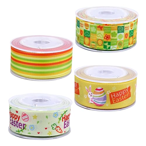Gadpiparty 1 Satz Osterband Bindfadenband Satinband Süßes Geschenkband Grünes Spitzenband Breites Band Rosa Motorhaubenband Bänder Blaues Hasenband Frühlingsband Seide 4Rolls von Gadpiparty