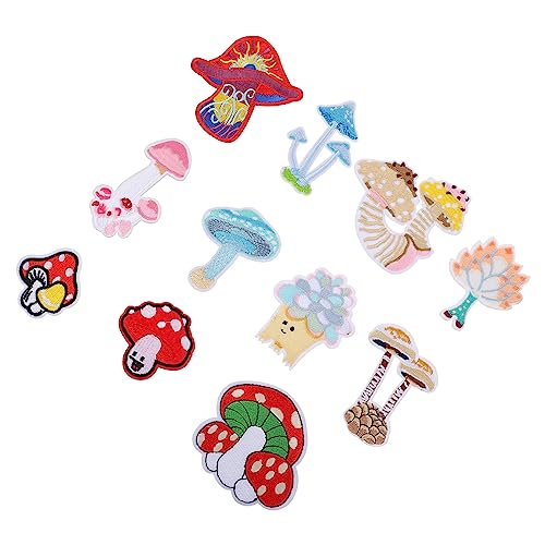 Gadpiparty 1 Satz Stickereiflecken Applikationen Bestickt Patch Nähen Aufkleber Kleidungsflicken Pilzapplikation Gestickte Aufnäher Pilzflecken Stoff 11 Stück von Gadpiparty