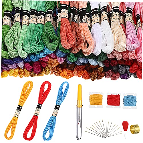 Gadpiparty 1 Satz Stickgarn Satz für Anfänger Nähwerkzeug Zubehör Stickfaden Polyester Selbstgemacht Stickerei Kit für Zuhause Handstickset mit Farbfäden von Gadpiparty