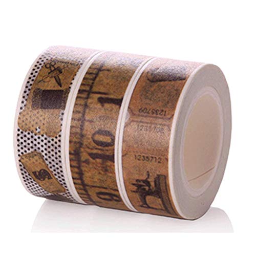 Gadpiparty 1 Satz Vintage Papier Klebeband Diy Bastel Tape Mit Ruler Muster Für Scrapbooking Dekoration Und Kreative Projekte Vielseitig Einsetzbar Für Studenten 3 Stück von Gadpiparty