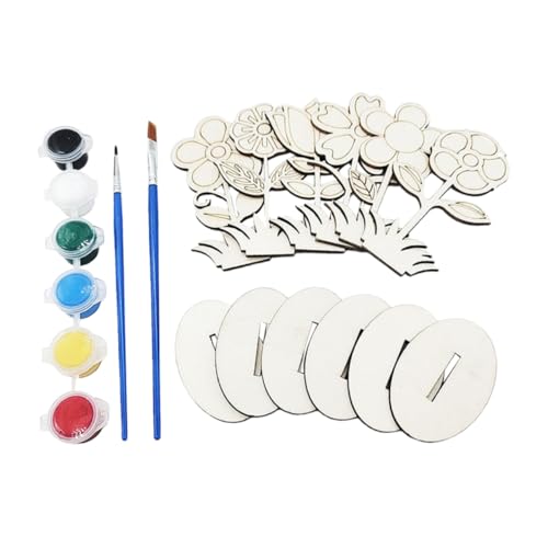 Gadpiparty 1 Satz kleine Blumenornamente Frühling Dekoration Stand Blumendekor drinnen Party bastelset holzspielzeug holzblume Basteln für DIY Kunsthandwerk Pigment Khaki von Gadpiparty