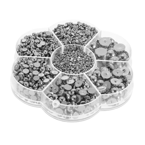 Gadpiparty 1 Schachtel Halbperlen mit Flacher Rückseite Silberne DIY Nail Charms Zarte Bastelperlen für Nagelkunst Schmuckherstellung und Kreative Dekoration Langlebige Kunststoffperlen von Gadpiparty