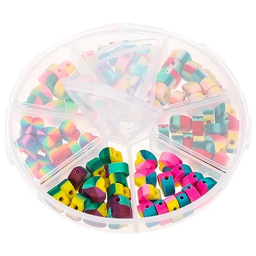 Gadpiparty 1 Schachtel Regenbogen Liebesperlen für Herz Charme Schmuck schnell groß herzförmige Perlen zum Basteln Herzperlen selber machen bastelt Herzperlen Polymer-Ton von Gadpiparty
