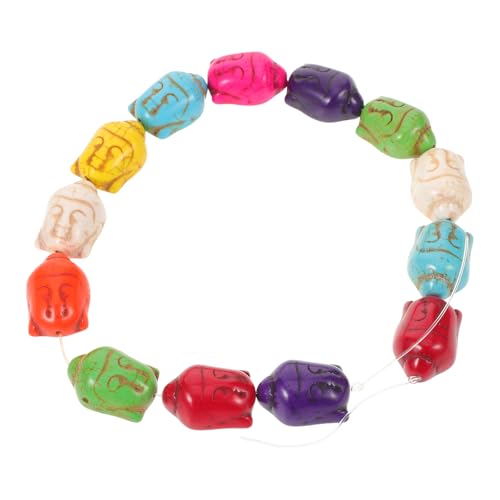 Gadpiparty 1 Set Buddhakopf-Perlen: Türkisfarbener Buddha-Anhänger mit 1,2 mm Loch für DIY-Schmuck – türkisfarbene Abstandsperlen mit Schnur zum Basteln von Gebetsarmbändern von Gadpiparty