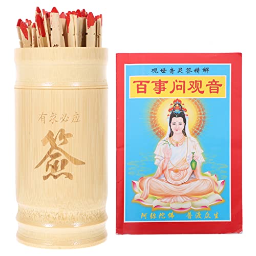 Gadpiparty 1 Set Chinesische Wahrsagstäbe Kau Chim-Sticks Chinesische Wahrsagstäbe mit Bambus-Eimer und Buch buddhistische Wahrsagungsrequisiten für Wahrsagerspiele von Gadpiparty