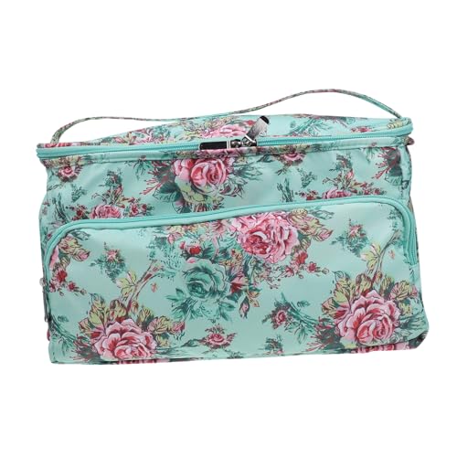 Gadpiparty 1 Stück Großer Knitting Tool Aufbewahrungsbeutel Wolltasche mit Schulterriemen für Strick und Häkelprojekte Aufbewahrung von Garn und Zubehör Stilvolles Design mit Blumenmuster von Gadpiparty