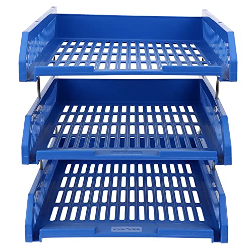 Gadpiparty 1 Stück Kunststoff Schreibtisch Organizer für Dokumente Robuster Ablagefächer für Bürobedarf Stapelbarer Datei Rack Blau für Bücher Mappen und Praktische Aufbewahrungslösung für von Gadpiparty