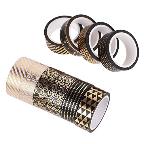 Gadpiparty 10 Rollen Gold Folie Washi Tape Dekoratives Klebeband mit Schwarzem und Goldenem Muster Selbstklebend Leicht Abreißbar für Diy Scrapbooking Notizbücher Geschenkverpackungen von Gadpiparty