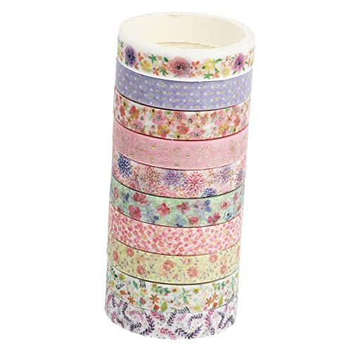 Gadpiparty 10 Rollen Heißprägeband Blumen- Kunstband Goldband Blumenband dekoratives Klebeband aufkleber Washi Tape abkleben Washi Tape für Sammelalbum dekorative Materialien Papier von Gadpiparty