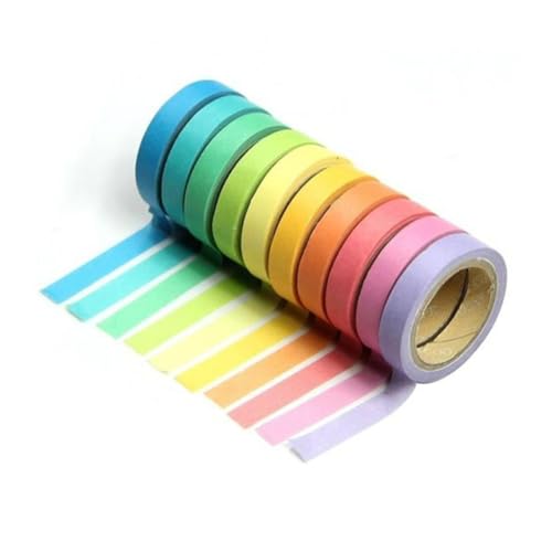 Gadpiparty 10 Rollen Washi Klebeband Regenbogenfarben Dekoratives Masking Tape aus Hochwertigem Washi Breit für Scrapbooking DIY Basteln Geschenkverpackung und Kreative Dekorationen Gadpiparty 10 Rollen Washi Klebeband Regenbogenfarben Dekoratives Masking Tape aus Hochwertigem Washi Breit für Scrapbooking DIY Basteln Geschenkverpackung und Kreative Dekorationen von Gadpiparty